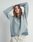 Frenchy Checker Pattern Drop Shoulder Sweater
