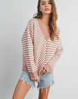 Frenchy Checker Pattern Drop Shoulder Sweater