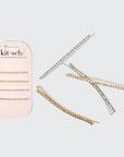 Metal Rhinestone Extra Long Bobby Pins 4pc Set - Gold/Silver
