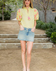 Fiona Pink Flower Embroidered Top