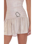 Lucy in the Sky Metallic Embellished Strapless Dress in Rose Gold