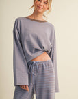 Striped Cotton Knit Oversized Top