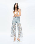 Hannah high rise wide leg jeans with lace spliced