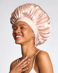 Adjustable Oversized Satin Bonnet- Blush