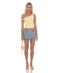 Lucy in the Sky Off Shoulder Twist Top in Yellow