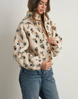 Titi Floral Print Fluffy Fleece Jacket