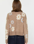 Floral Motif Crew Neck Sweater