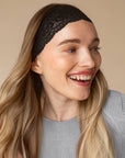 Wide Lace Elastic Headbands 2pc Set - Black