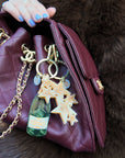 Hand-painted Champagne Bag Charm + Keychain | Eco-Friendly