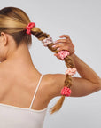 Ruched Satin Scrunchies 5pc Set - Assorted Cherry Blossom