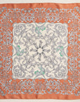 Baroque Print Silk-Texture Scarf – Elegant Square Scarf for Timeless Style