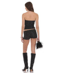 Lucy in the Sky Sequin Ruched Tube Top in Black