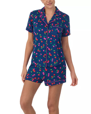Kate Spade Boxer Pajama Set Navy Cherries