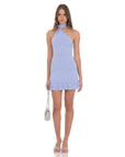 Lucy in the Sky Scarf Halter Ruffle Dress in Periwinkle Blue
