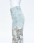 Hannah high rise wide leg jeans with lace spliced