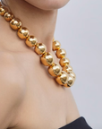 Elysian- Bead Necklace- Steel 14K-Waterproof Cascading sizes