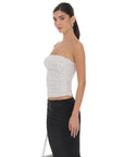 Lucy in the Sky Sequin Ruched Tube Top in Silver