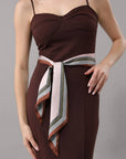 Vintage Geometric Border Pointed Satin Scarf For Women
