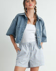 Button Front Cropped Shirt - BMJ7681
