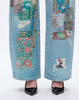 Patchwork Barrel Leg Jean
