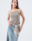 Striped Satin Silky Skinny Scarf