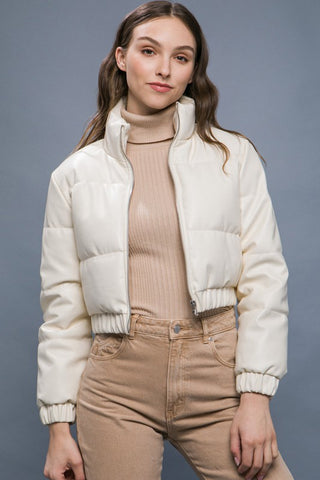Suzy Faux Leather Puffer Jacket