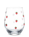 Stemless Wine Glass with Strawberries