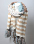Boho Speckle Stripe Tassel Scarf