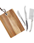 Acacia Wood Cheese Board with Knives Book Box