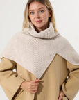 Ribbed Knit Turtleneck Shoulder Wrap Neck Warmer
