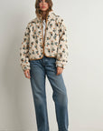 Titi Floral Print Fluffy Fleece Jacket