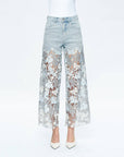 Hannah high rise wide leg jeans with lace spliced