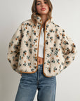 Titi Floral Print Fluffy Fleece Jacket