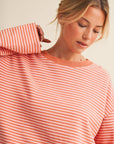 Striped Cotton Knit Oversized Top