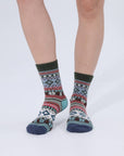 Retro Geometric Knit Crew Socks Winter Warm Ethnic Socks