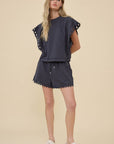 Poppy Eyelet Flutter Sleeve Top