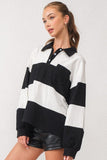 Elianna Oversized Stripe Polo Shirt
