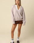 Hattie Contrast V-Neck Knit Sweater