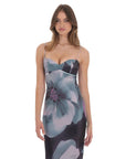Floral Back Tie Maxi Dress in Dark Teal