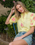 Fiona Pink Flower Embroidered Top