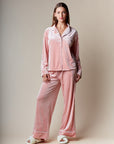 Corin Stripe Velvet Pajama Set