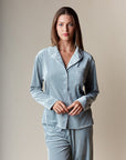 Corin Stripe Velvet Pajama Set