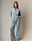 Corin Stripe Velvet Pajama Set