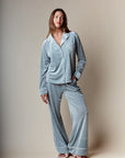 Corin Stripe Velvet Pajama Set