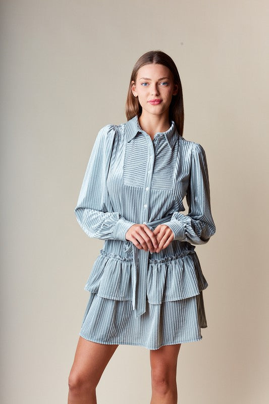 Evette Velvet Shirt Dress Large