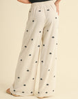 Embroidery Detail Linen Pants