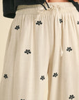 Embroidery Detail Linen Pants