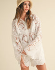 Floral Eyelet Pattern Shirt