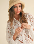 Floral Eyelet Pattern Shirt