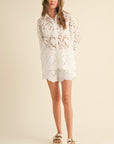 Floral Eyelet Pattern Shirt